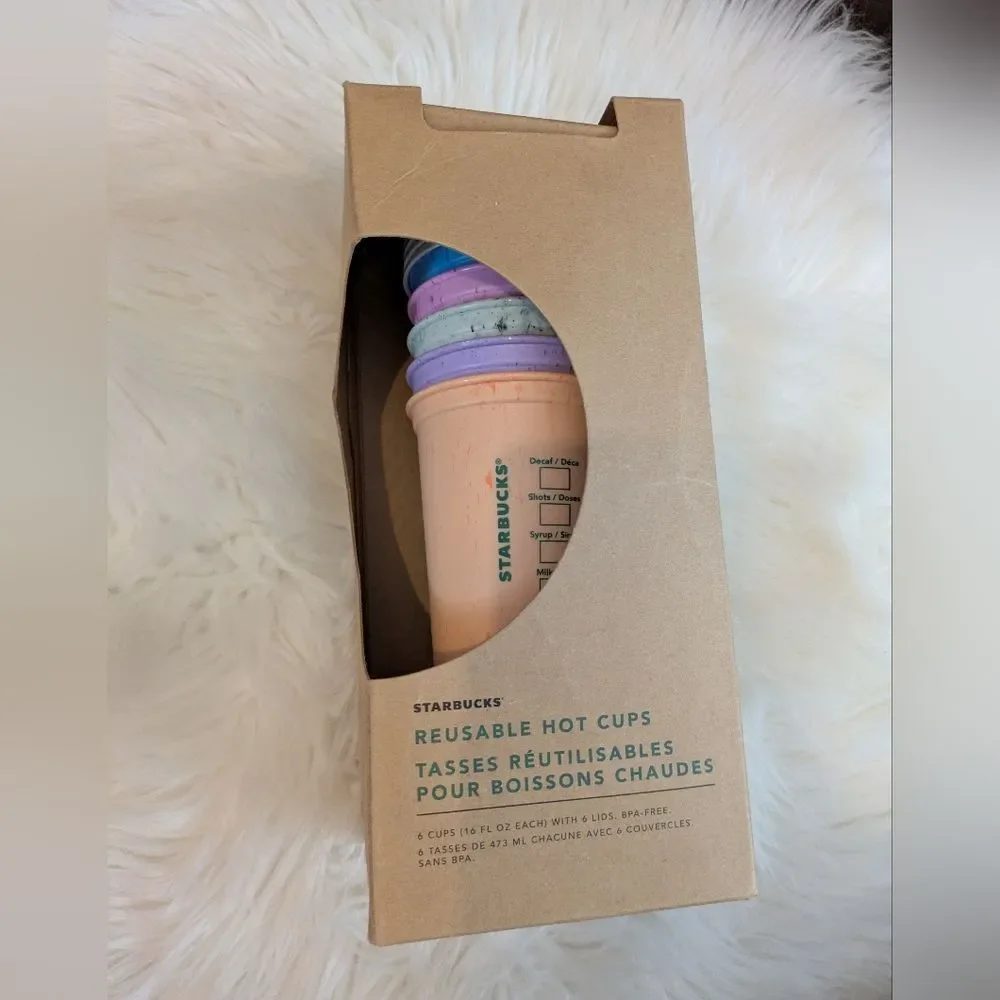 NWT NIB Starbucks Marbled Multicolor Reusable Hot Cups